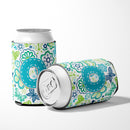 Letter O Flowers and Butterflies Teal Blue Can or Bottle Hugger Cooler Sleeve for Standard 12 oz Cans, Insulated Foam Beer & Soda Can Hugger Reusable