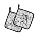 Letter A Musical Note Letters Pot Holder Set of 2 Heat Resistant Quilted Hot Pads 7.5 x 7.5 Inch, Insulated Kitchen Trivets for Cooking & Baking