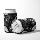 Letter A Day of the Dead Skulls Black Can or Bottle Hugger Cooler Sleeve for Standard 12 oz Cans, Insulated Foam Beer & Soda Can Hugger Reusable