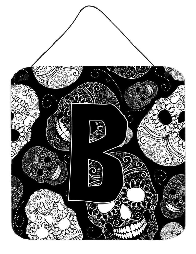 Letter B Day of the Dead Skulls Black Wall or Door Hanging Prints CJ2008-BDS66