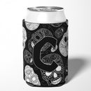 Letter C Day of the Dead Skulls Black Can or Bottle Hugger Cooler Sleeve for Standard 12 oz Cans, Insulated Foam Beer & Soda Can Hugger Reusable
