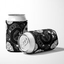 Letter C Day of the Dead Skulls Black Can or Bottle Hugger Cooler Sleeve for Standard 12 oz Cans, Insulated Foam Beer & Soda Can Hugger Reusable