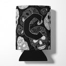 Letter C Day of the Dead Skulls Black Can or Bottle Hugger Cooler Sleeve for Standard 12 oz Cans, Insulated Foam Beer & Soda Can Hugger Reusable