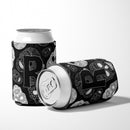 Letter R Day of the Dead Skulls Black Can or Bottle Hugger Cooler Sleeve for Standard 12 oz Cans, Insulated Foam Beer & Soda Can Hugger Reusable
