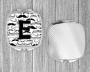 Letter E Moustache Initial Compact Mirror Decorative Travel Makeup Mirror for Women Girls Gifts Pocket Makeup Mirror Folding Handheld