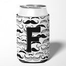 Letter F Moustache Initial Can or Bottle Hugger Cooler Sleeve for Standard 12 oz Cans, Insulated Foam Beer & Soda Can Hugger Reusable
