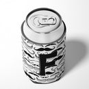 Letter F Moustache Initial Can or Bottle Hugger Cooler Sleeve for Standard 12 oz Cans, Insulated Foam Beer & Soda Can Hugger Reusable