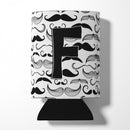 Letter F Moustache Initial Can or Bottle Hugger Cooler Sleeve for Standard 12 oz Cans, Insulated Foam Beer & Soda Can Hugger Reusable