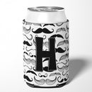 Letter H Moustache Initial Can or Bottle Hugger Cooler Sleeve for Standard 12 oz Cans, Insulated Foam Beer & Soda Can Hugger Reusable