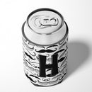 Letter H Moustache Initial Can or Bottle Hugger Cooler Sleeve for Standard 12 oz Cans, Insulated Foam Beer & Soda Can Hugger Reusable