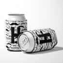 Letter H Moustache Initial Can or Bottle Hugger Cooler Sleeve for Standard 12 oz Cans, Insulated Foam Beer & Soda Can Hugger Reusable