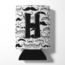 Letter H Moustache Initial Can or Bottle Hugger Cooler Sleeve for Standard 12 oz Cans, Insulated Foam Beer & Soda Can Hugger Reusable