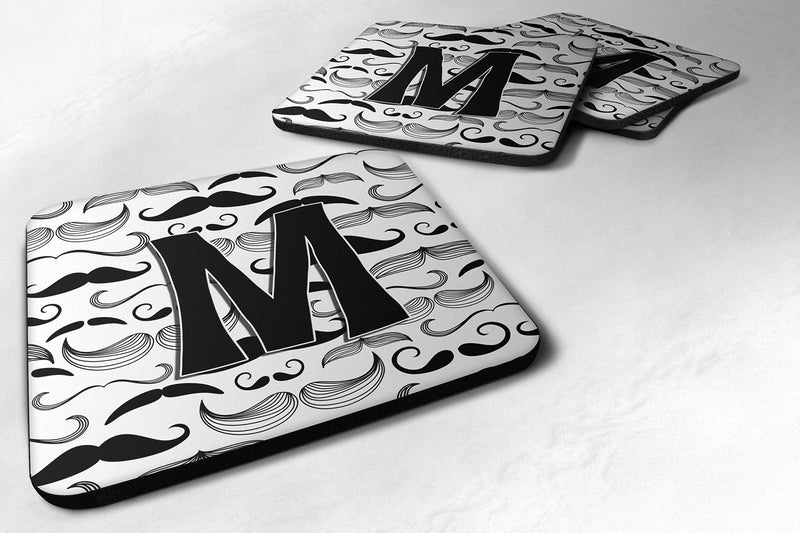 Set of 4 Letter M Moustache Initial Foam Coasters CJ2009-MFC