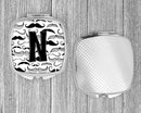 Letter N Moustache Initial Compact Mirror Decorative Travel Makeup Mirror for Women Girls Gifts Pocket Makeup Mirror Folding Handheld