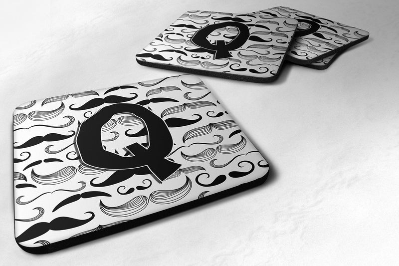 Set of 4 Letter Q Moustache Initial Foam Coasters CJ2009-QFC