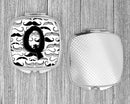 Letter Q Moustache Initial Compact Mirror Decorative Travel Makeup Mirror for Women Girls Gifts Pocket Makeup Mirror Folding Handheld