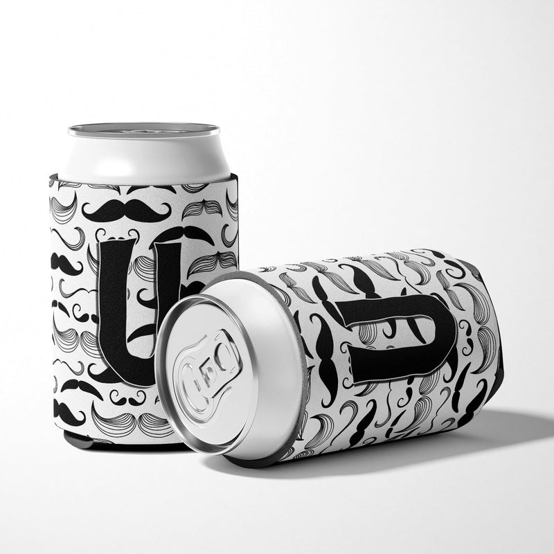 Letter U Moustache Initial Can or Bottle Hugger CJ2009-UCC