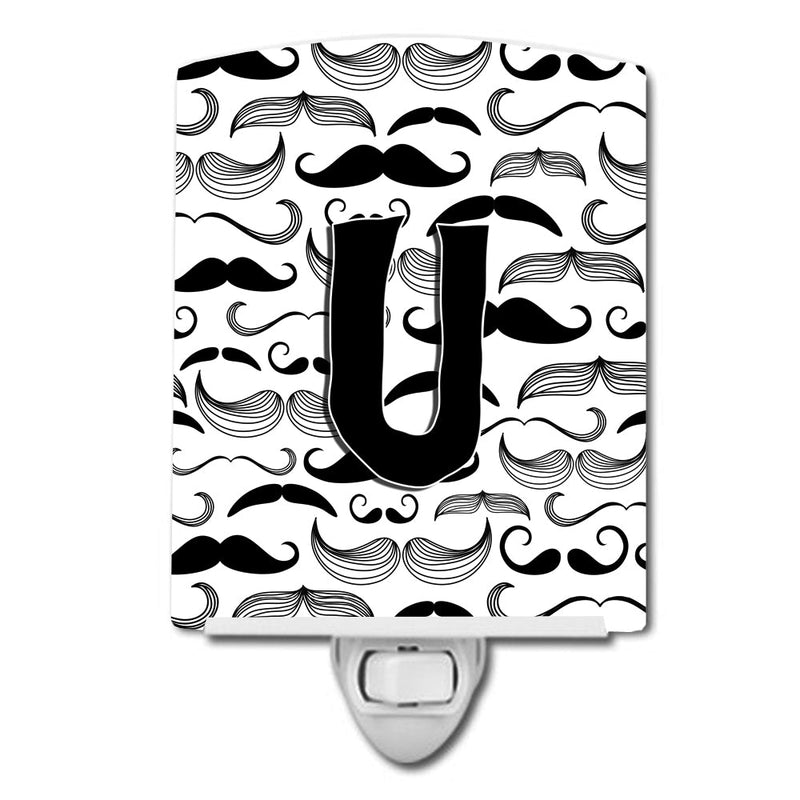 Letter U Moustache Initial Ceramic Night Light CJ2009-UCNL