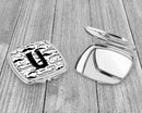 Letter U Moustache Initial Compact Mirror Decorative Travel Makeup Mirror for Women Girls Gifts Pocket Makeup Mirror Folding Handheld