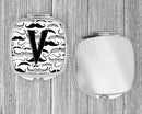 Letter V Moustache Initial Compact Mirror Decorative Travel Makeup Mirror for Women Girls Gifts Pocket Makeup Mirror Folding Handheld