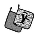 Letter Y Moustache Initial Pot Holder Set of 2 Heat Resistant Quilted Hot Pads 7.5 x 7.5 Inch, Insulated Kitchen Trivets for Cooking & Baking