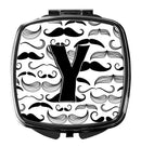 Letter Y Moustache Initial Compact Mirror Decorative Travel Makeup Mirror for Women Girls Gifts Pocket Makeup Mirror Folding Handheld