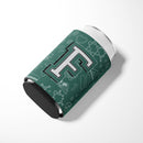 Letter F Back to School Initial Can or Bottle Hugger Cooler Sleeve for Standard 12 oz Cans, Insulated Foam Beer & Soda Can Hugger Reusable