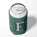 Letter F Back to School Initial Can or Bottle Hugger Cooler Sleeve for Standard 12 oz Cans, Insulated Foam Beer & Soda Can Hugger Reusable