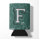 Letter F Back to School Initial Can or Bottle Hugger Cooler Sleeve for Standard 12 oz Cans, Insulated Foam Beer & Soda Can Hugger Reusable