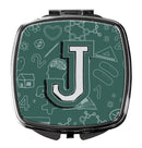 Letter J Back to School Initial Compact Mirror Decorative Travel Makeup Mirror for Women Girls Gifts Pocket Makeup Mirror Folding Handheld
