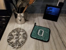 Letter Q Back to School Initial Pot Holder Set of 2 Heat Resistant Quilted Hot Pads 7.5 x 7.5 Inch, Insulated Kitchen Trivets for Cooking & Baking