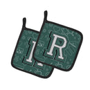 Letter R Back to School Initial Pot Holder Set of 2 Heat Resistant Quilted Hot Pads 7.5 x 7.5 Inch, Insulated Kitchen Trivets for Cooking & Baking