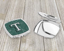 Letter T Back to School Initial Compact Mirror Decorative Travel Makeup Mirror for Women Girls Gifts Pocket Makeup Mirror Folding Handheld