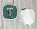 Letter T Back to School Initial Compact Mirror Decorative Travel Makeup Mirror for Women Girls Gifts Pocket Makeup Mirror Folding Handheld