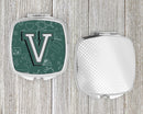 Letter V Back to School Initial Compact Mirror Decorative Travel Makeup Mirror for Women Girls Gifts Pocket Makeup Mirror Folding Handheld