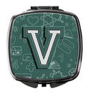 Letter V Back to School Initial Compact Mirror Decorative Travel Makeup Mirror for Women Girls Gifts Pocket Makeup Mirror Folding Handheld