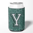 Letter Y Back to School Initial Can or Bottle Hugger Cooler Sleeve for Standard 12 oz Cans, Insulated Foam Beer & Soda Can Hugger Reusable