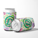 Letter D Flowers Pink Teal Green Initial Can or Bottle Hugger Cooler Sleeve for Standard 12 oz Cans, Insulated Foam Beer & Soda Can Hugger Reusable