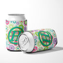 Letter H Flowers Pink Teal Green Initial Can or Bottle Hugger Cooler Sleeve for Standard 12 oz Cans, Insulated Foam Beer & Soda Can Hugger Reusable