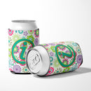 Letter I Flowers Pink Teal Green Initial Can or Bottle Hugger Cooler Sleeve for Standard 12 oz Cans, Insulated Foam Beer & Soda Can Hugger Reusable