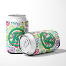 Letter K Flowers Pink Teal Green Initial Can or Bottle Hugger Cooler Sleeve for Standard 12 oz Cans, Insulated Foam Beer & Soda Can Hugger Reusable