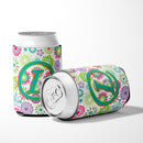 Letter L Flowers Pink Teal Green Initial Can or Bottle Hugger Cooler Sleeve for Standard 12 oz Cans, Insulated Foam Beer & Soda Can Hugger Reusable