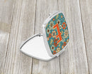 Letter E Flowers Retro Blue Compact Mirror Decorative Travel Makeup Mirror for Women Girls Gifts Pocket Makeup Mirror Folding Handheld