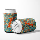 Letter Z Flowers Retro Blue Can or Bottle Hugger Cooler Sleeve for Standard 12 oz Cans, Insulated Foam Beer & Soda Can Hugger Reusable