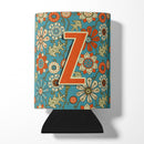 Letter Z Flowers Retro Blue Can or Bottle Hugger Cooler Sleeve for Standard 12 oz Cans, Insulated Foam Beer & Soda Can Hugger Reusable
