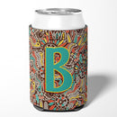 Letter B Retro Tribal Alphabet Initial Can or Bottle Hugger Cooler Sleeve for Standard 12 oz Cans, Insulated Foam Beer & Soda Can Hugger Reusable
