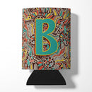 Letter B Retro Tribal Alphabet Initial Can or Bottle Hugger Cooler Sleeve for Standard 12 oz Cans, Insulated Foam Beer & Soda Can Hugger Reusable