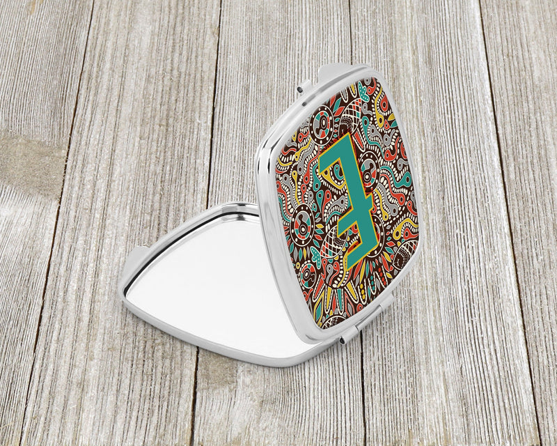 Letter E Retro Tribal Alphabet Initial Compact Mirror CJ2013-ESCM