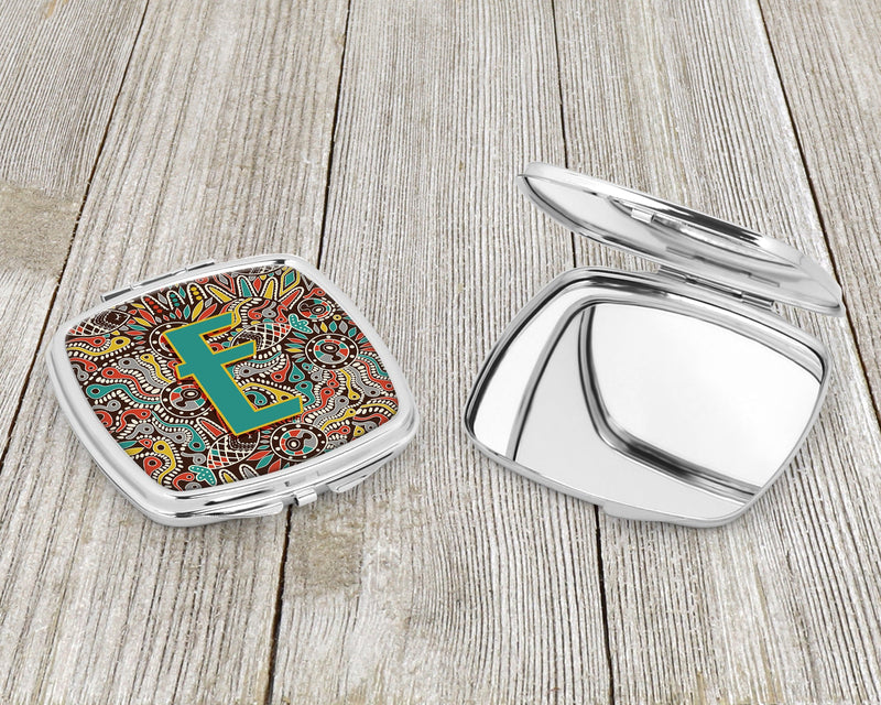 Letter E Retro Tribal Alphabet Initial Compact Mirror CJ2013-ESCM