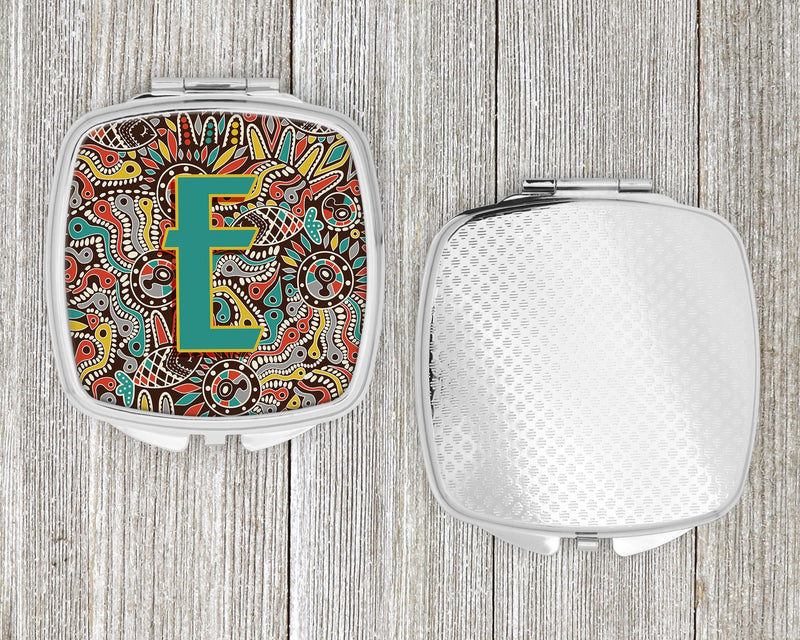 Letter E Retro Tribal Alphabet Initial Compact Mirror CJ2013-ESCM